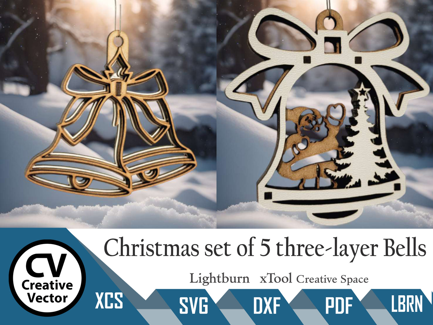 Christmas Set of 5 three-layer Bells