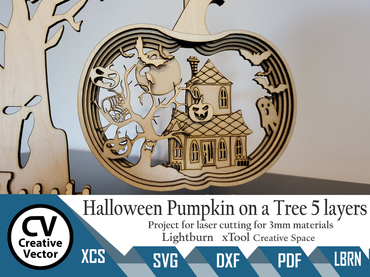 Halloween Pumpkin on a Tree 5 layers with a stand of roots