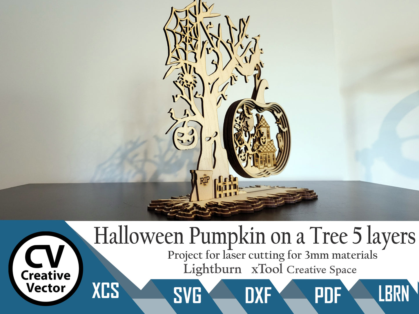 Halloween Pumpkin on a Tree 5 layers with a stand of roots