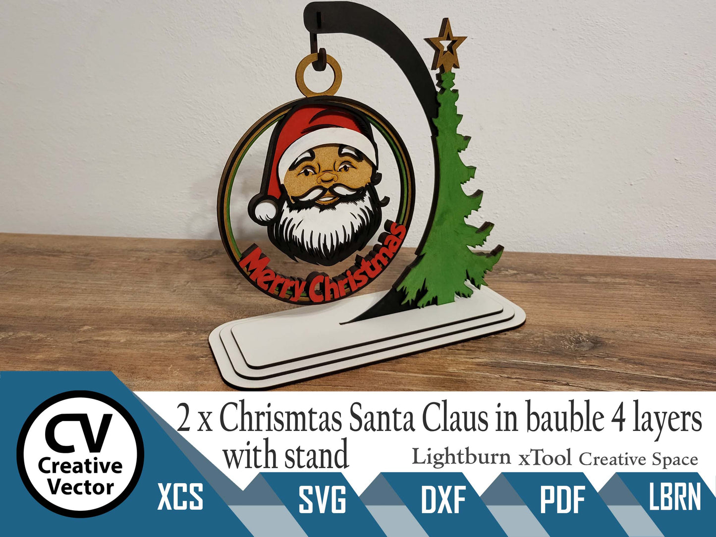 2 x Christmas Santa Claus in 3D Ball 4 layers
