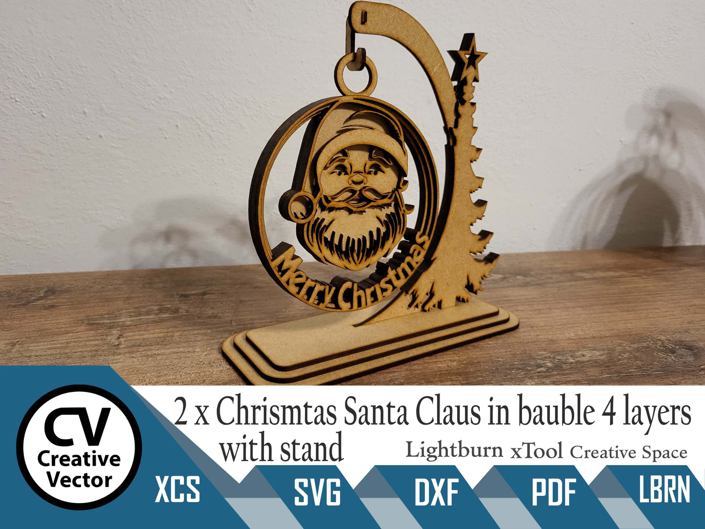 2 x Christmas Santa Claus in 3D Ball 4 layers