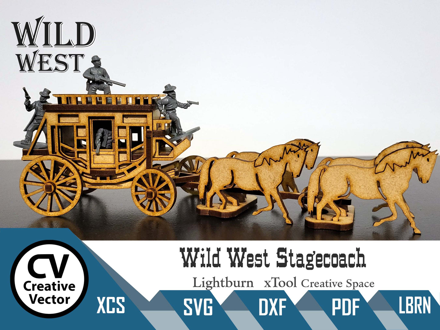 Wild West Stagecoach SVG | XCS | dxf | in scale 28mm for Wargamers