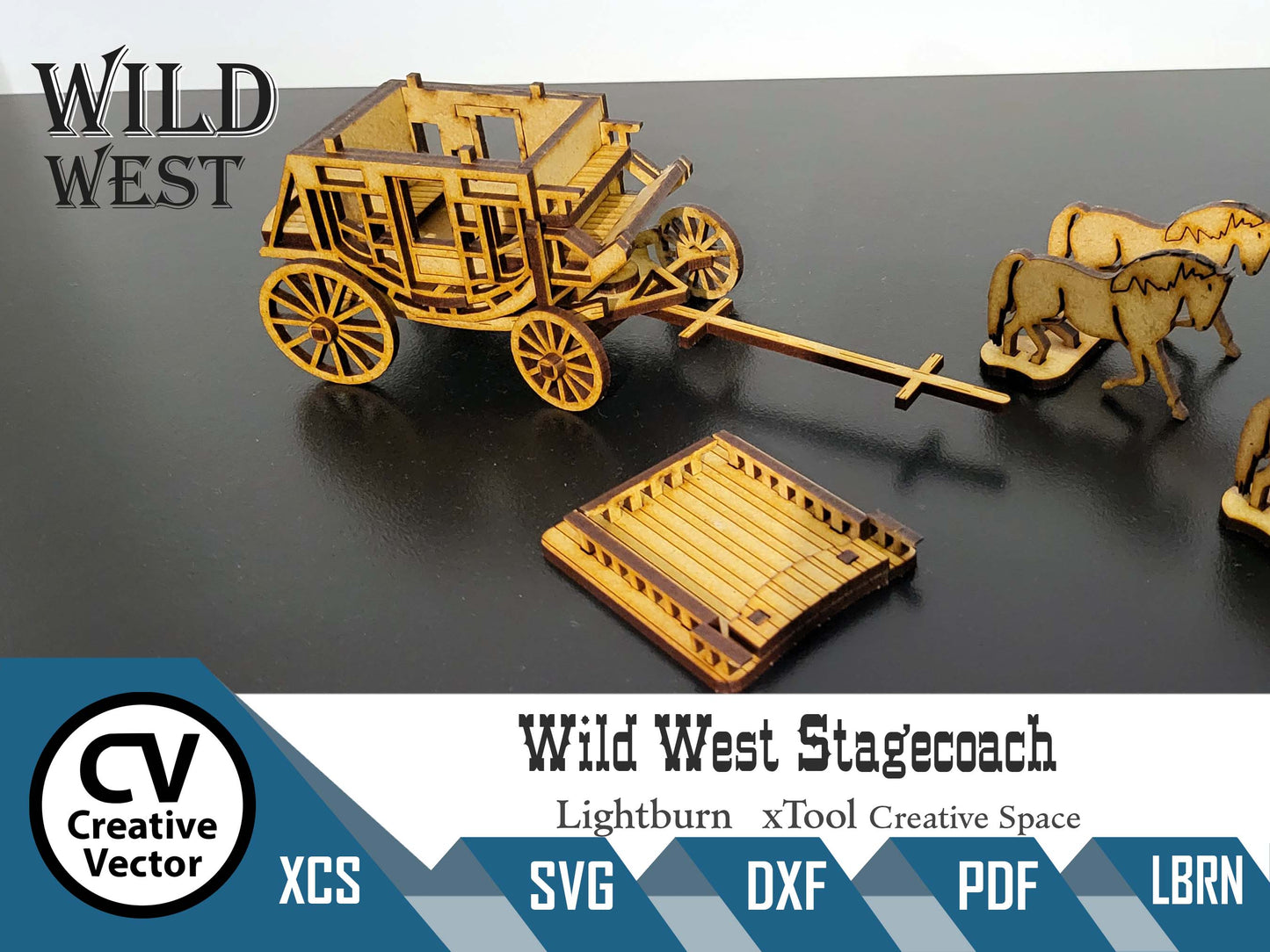 Wild West Stagecoach SVG | XCS | dxf | in scale 28mm for Wargamers