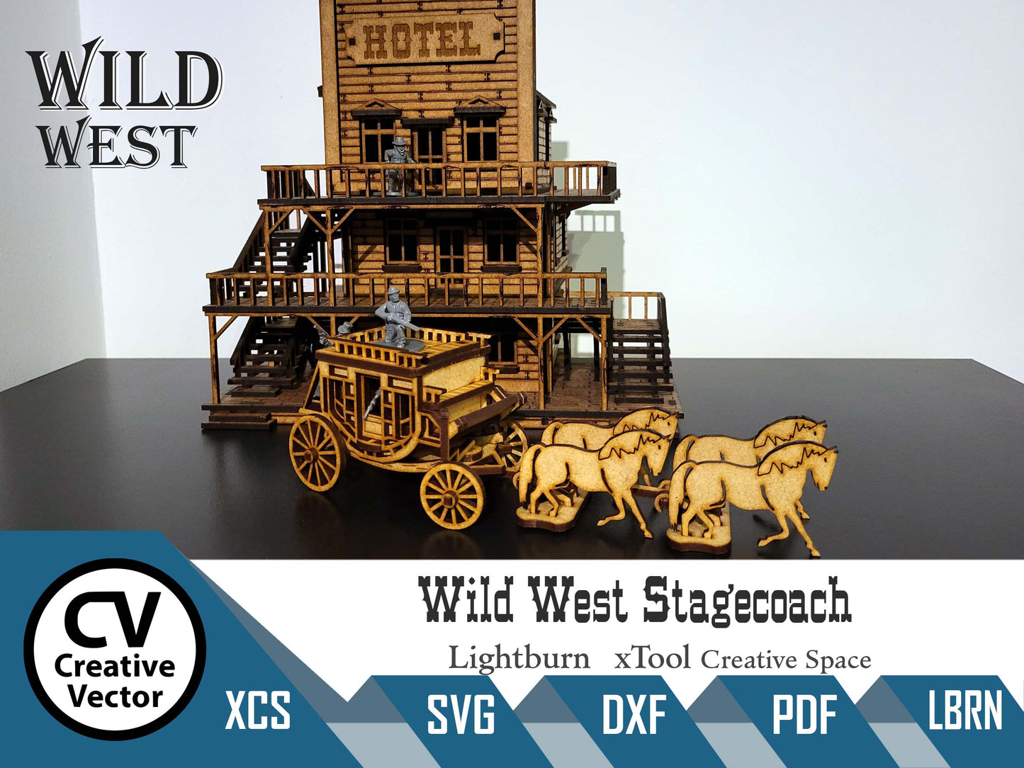 Wild West Stagecoach SVG | XCS | dxf | in scale 28mm for Wargamers