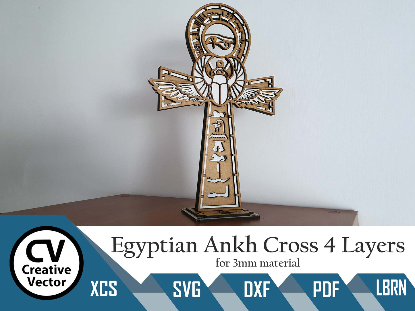 Egyptský Ankh Life Cross 4 vrstvy