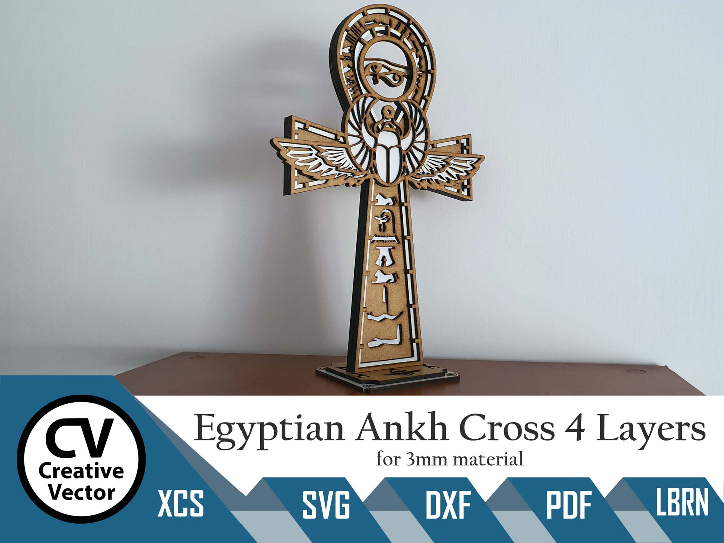 Egyptský Ankh Life Cross 4 vrstvy