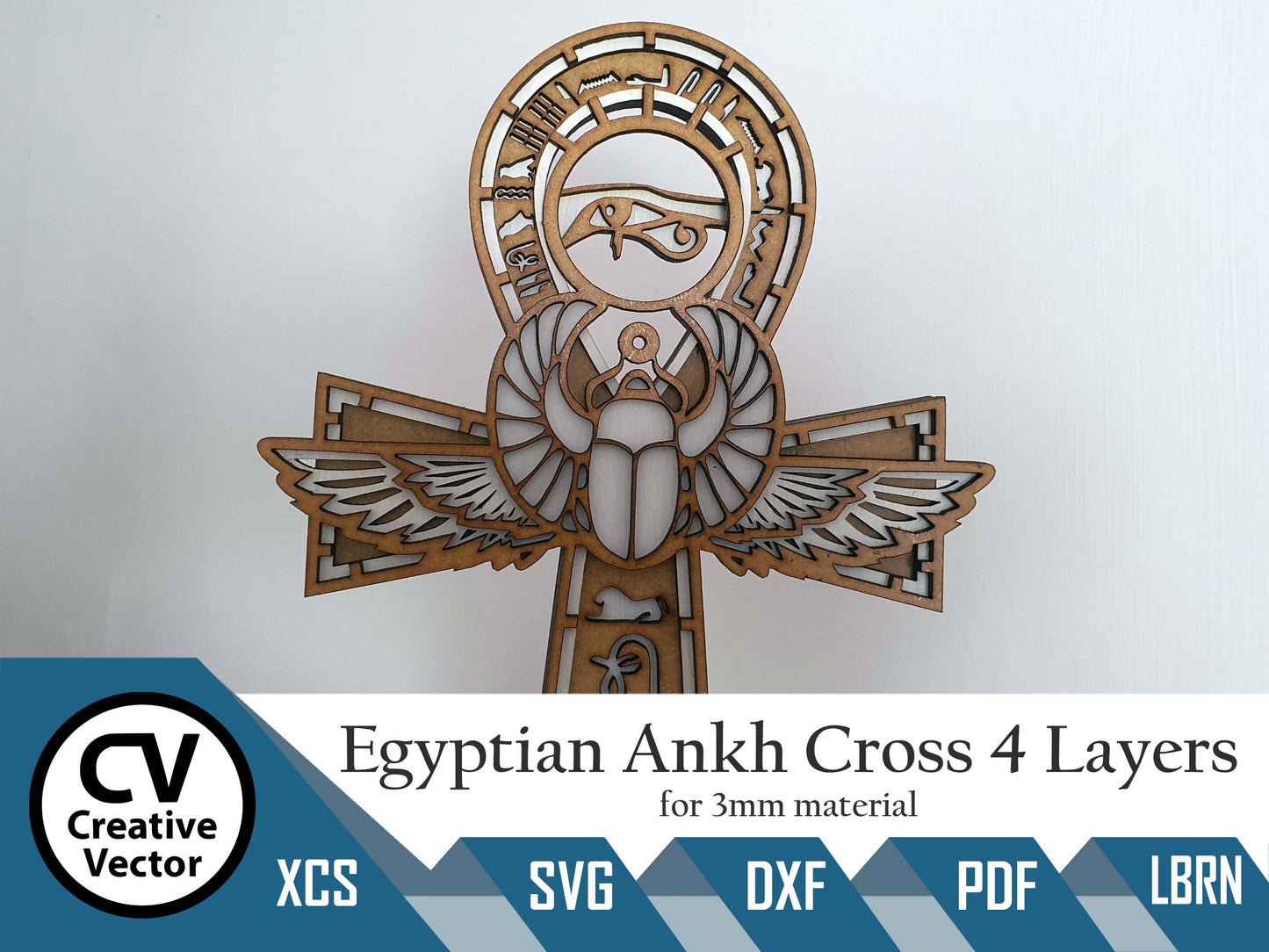 Egyptský Ankh Life Cross 4 vrstvy