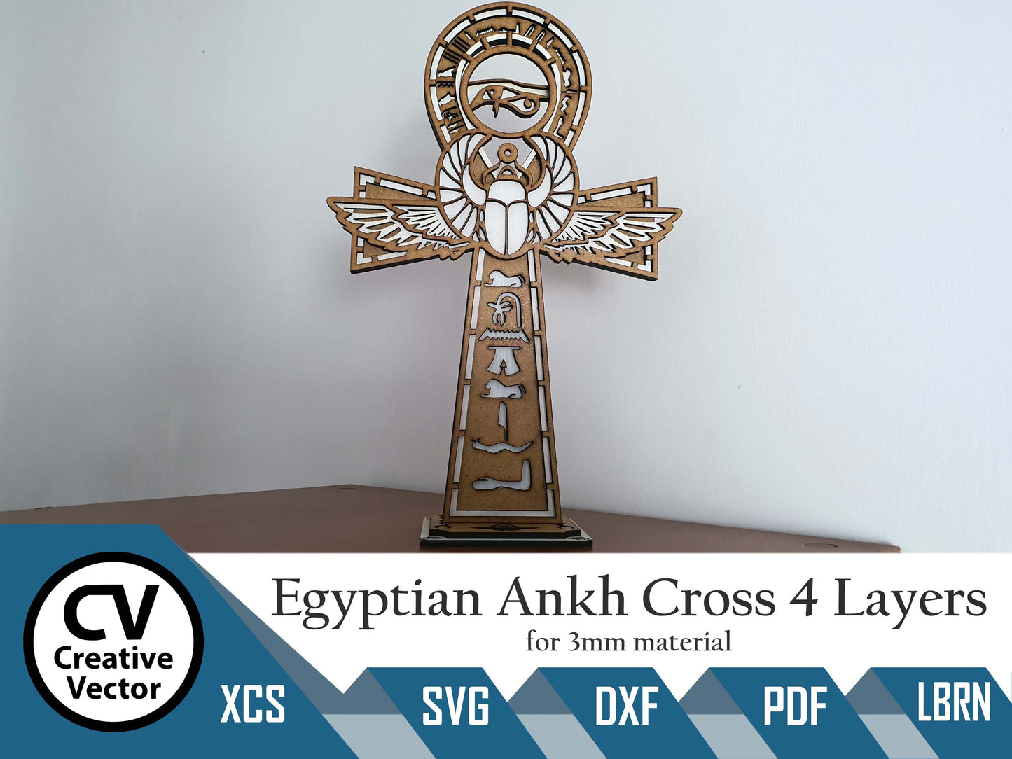 Egyptský Ankh Life Cross 4 vrstvy
