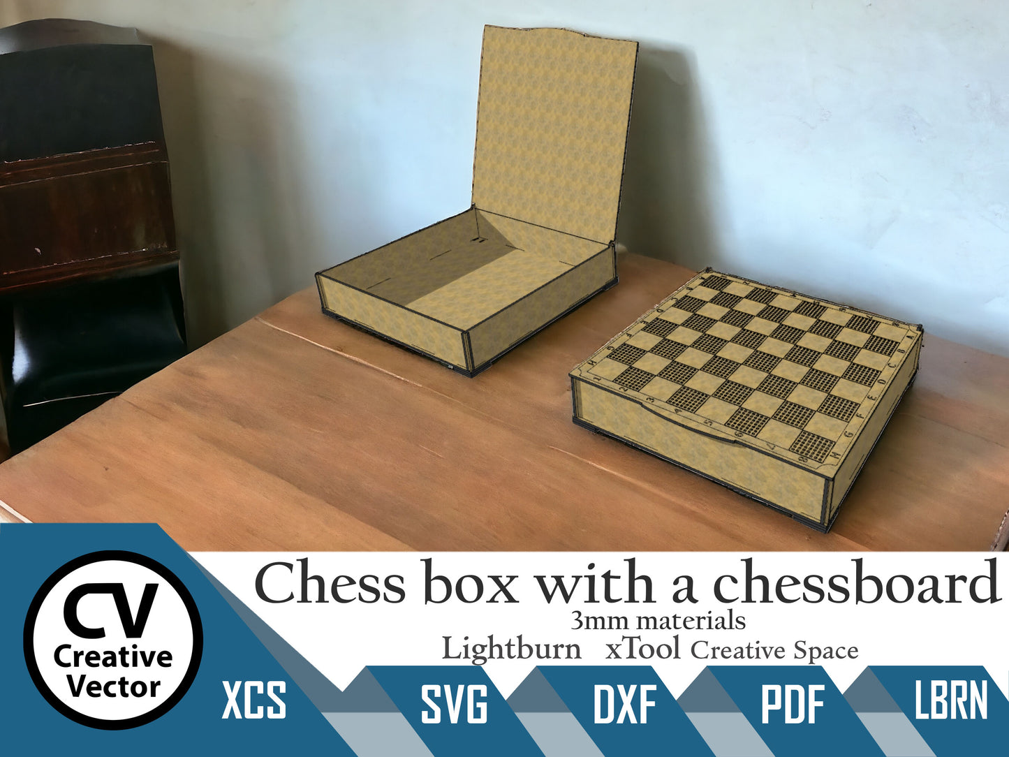 Chess Box 270x270x50mm with chessboard