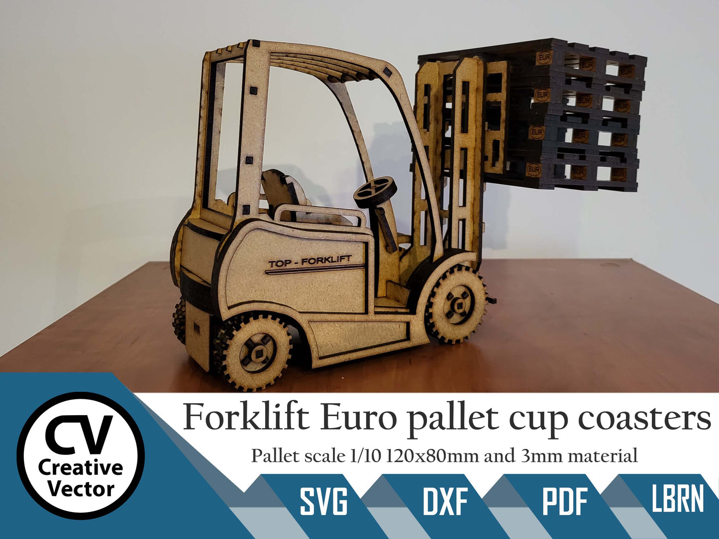 Forklift and Euro pallet Cup coasters for laser cutting
