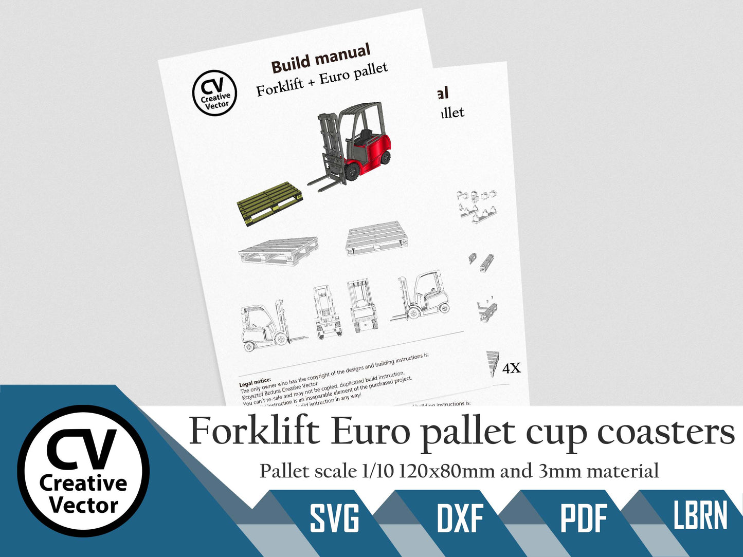 Forklift and Euro pallet Cup coasters for laser cutting