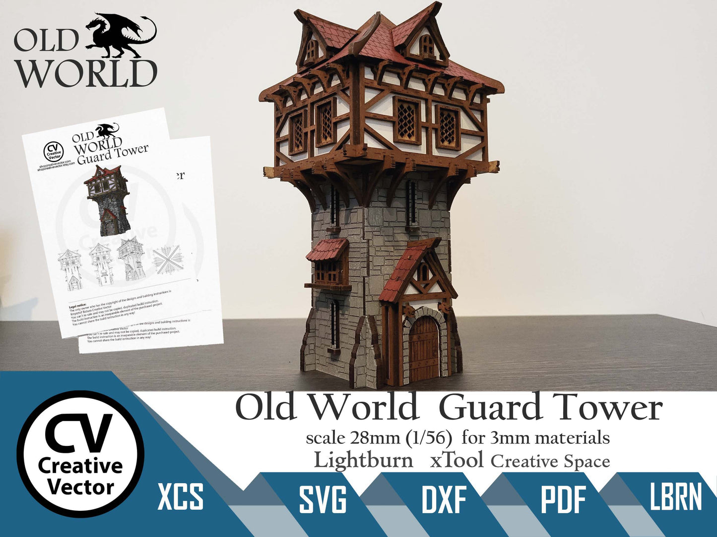 Old World Guard Tower in scale 28 mm