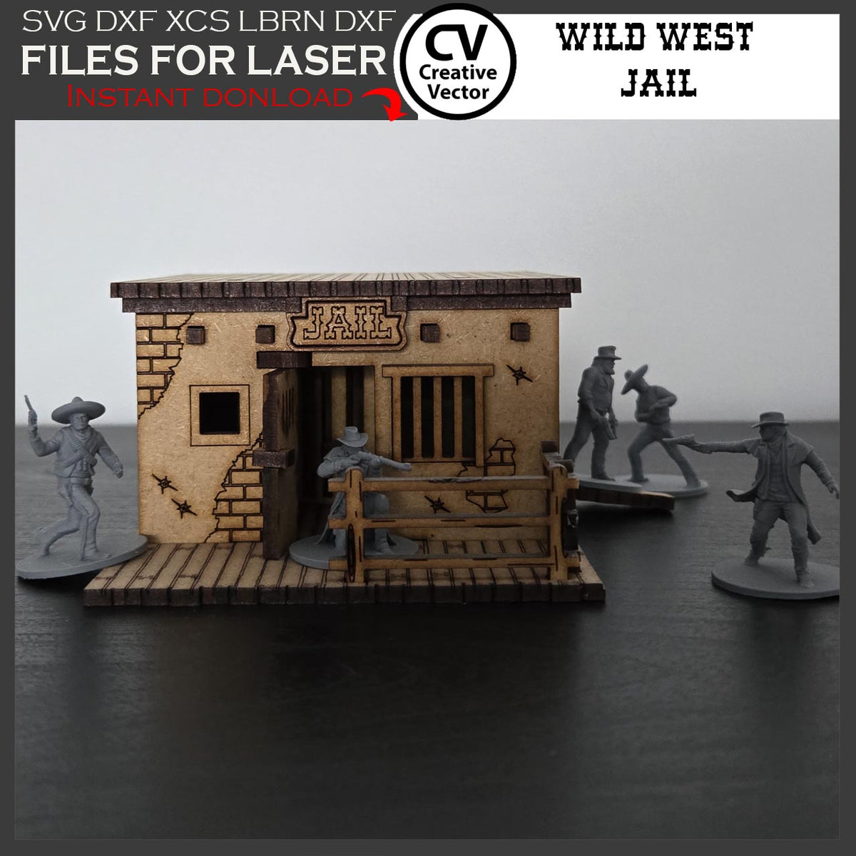 Wild West Jail with a wall to blow up in scale 1/56 mm for Wargamers