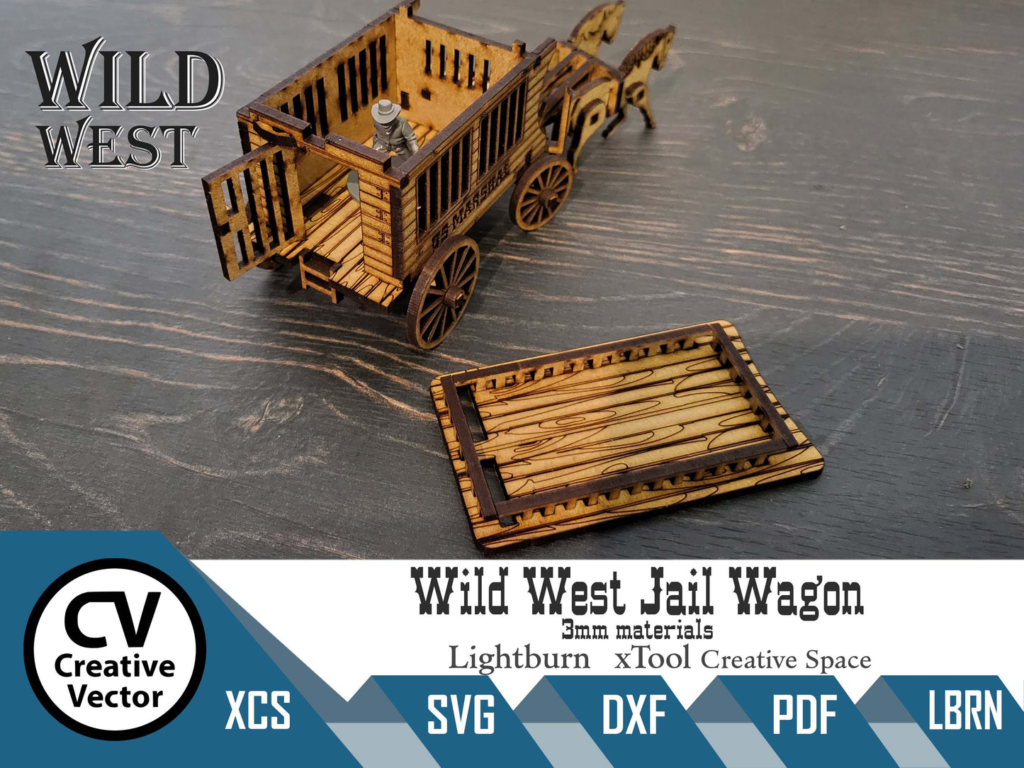 Wild West JAIL Wagon SVG | XCS | dxf | in scale 28mm for Wargamers