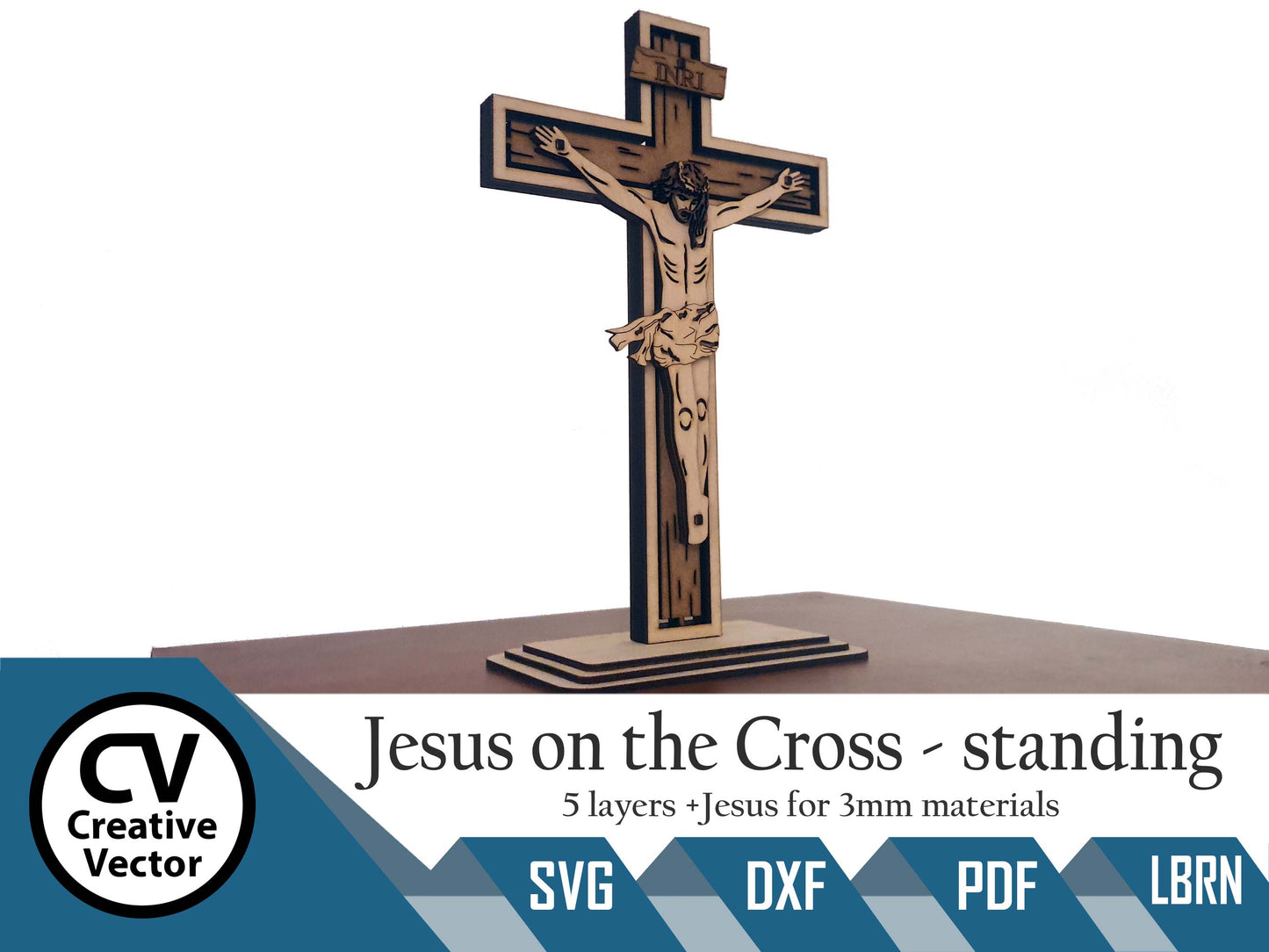 Jesus on the Cross standing 5 Layers