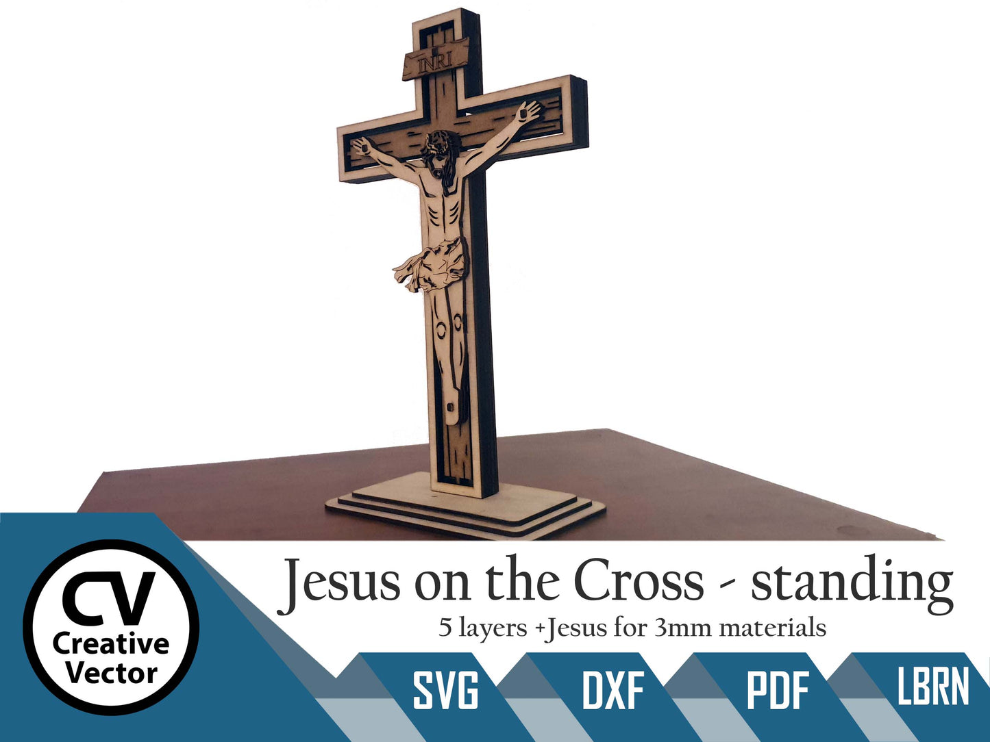 Jesus on the Cross standing 5 Layers