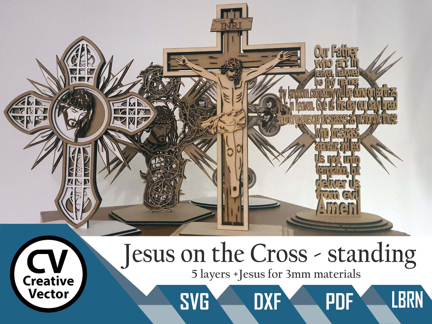 Jesus on the Cross standing 5 Layers