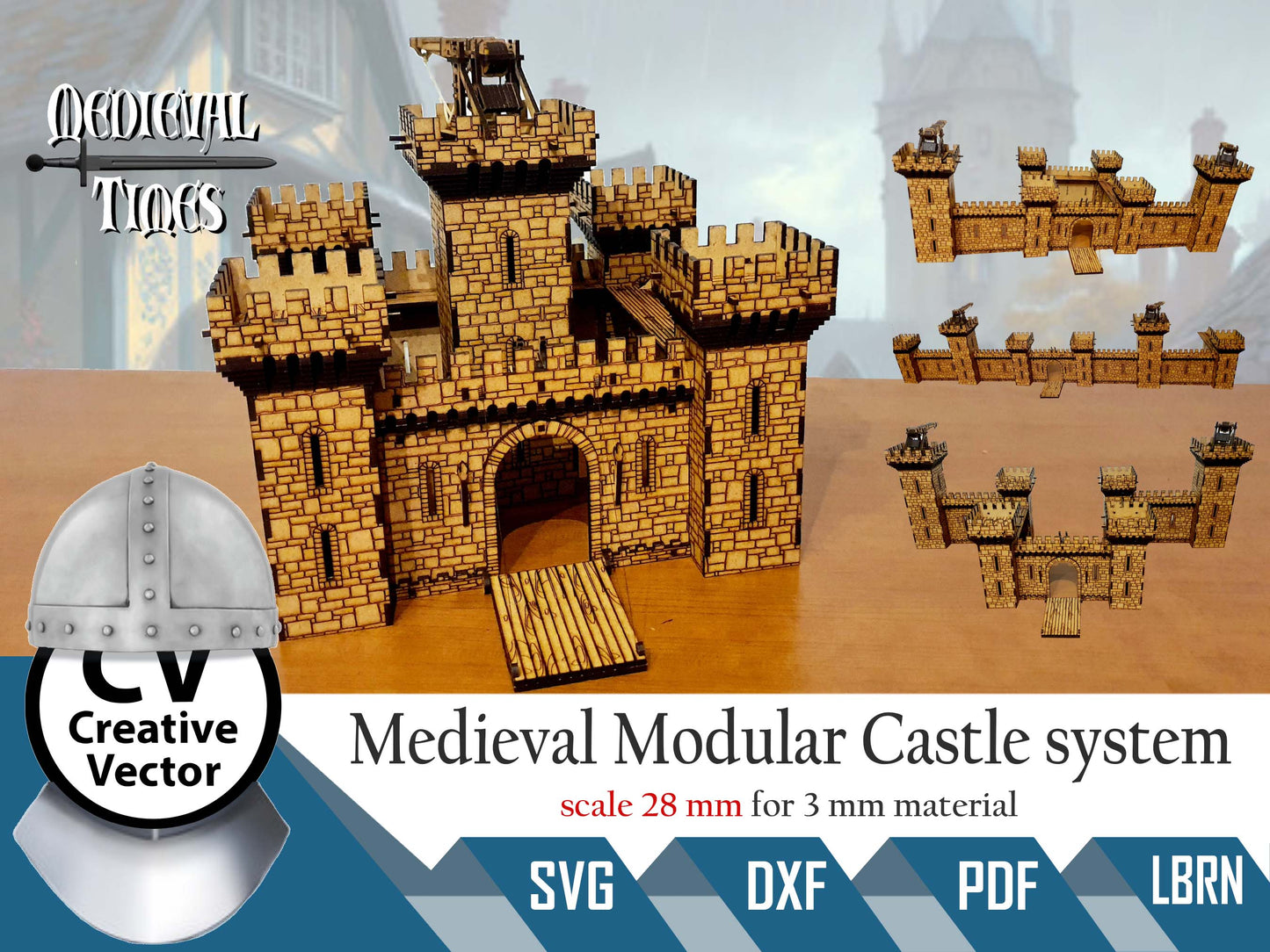 Medieval Castle system + Trebuchet in scale 28 mm