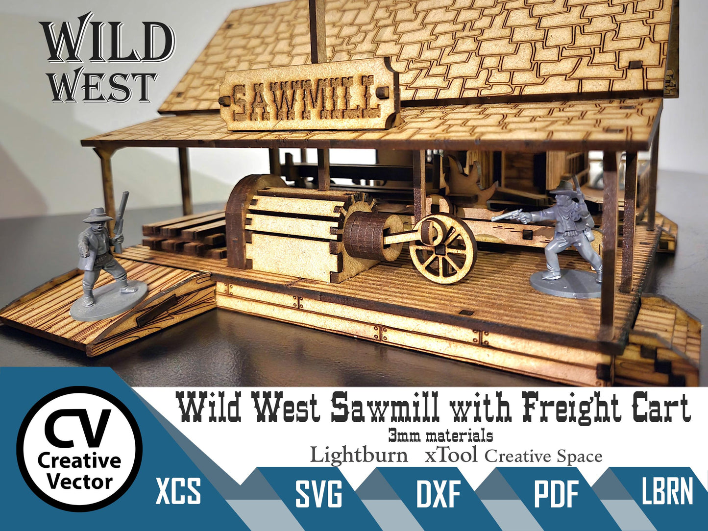 Wild West Sawmill with Freight Cart in scale 28mm for Wargamers