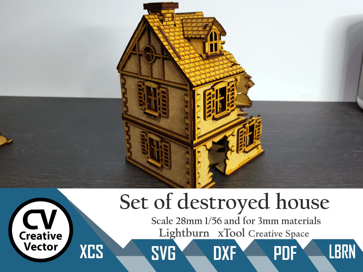 Set of destroyed house in scale 28mm for game Bolt Action