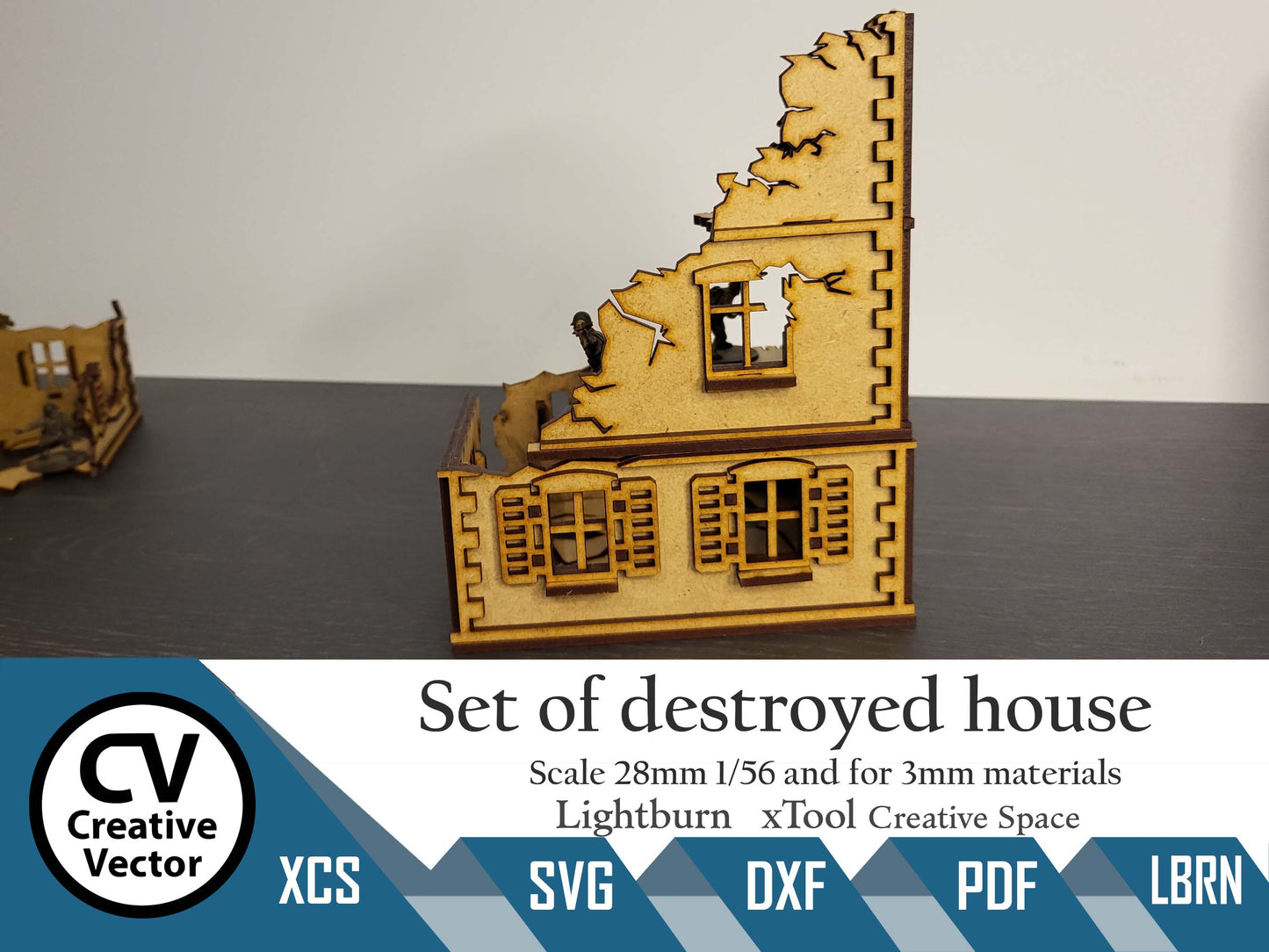 Set of destroyed house in scale 28mm for game Bolt Action