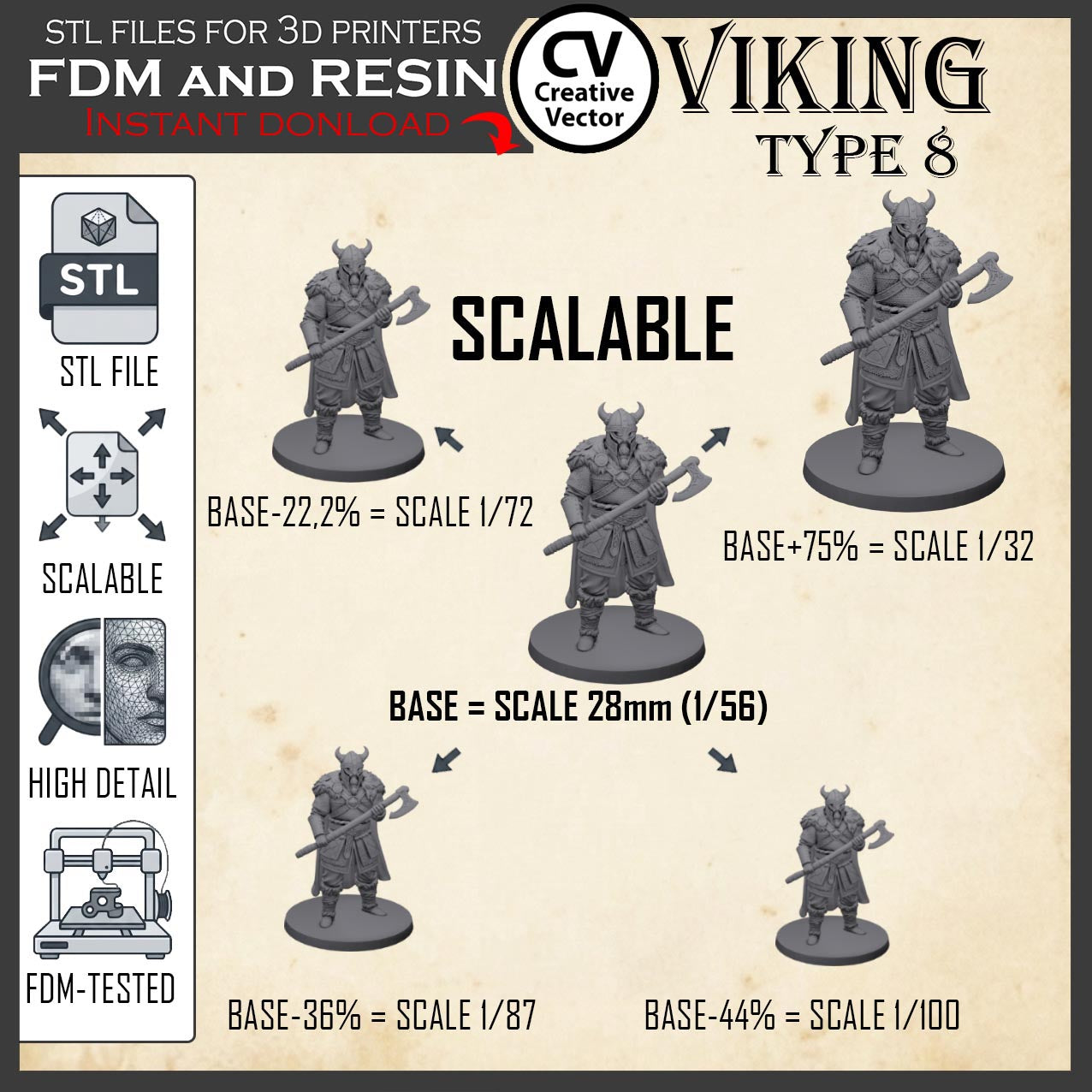 VIKING Type 8 STL File for 3D Print Miniature