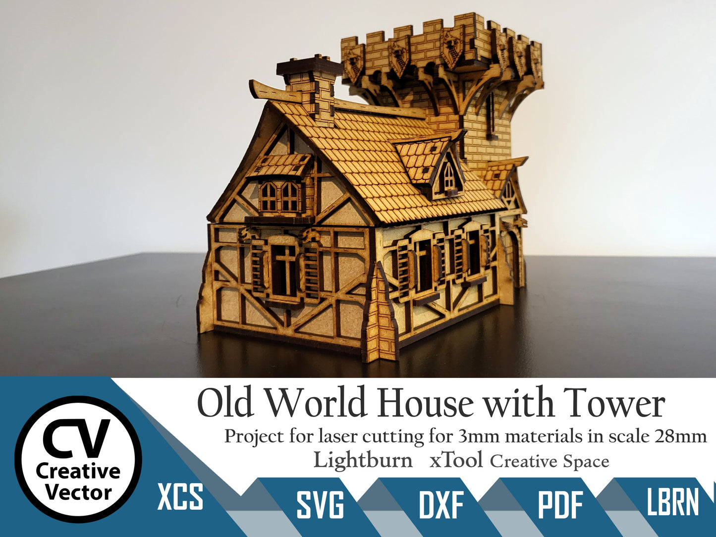 Old World House with Tower in scale 28 mm