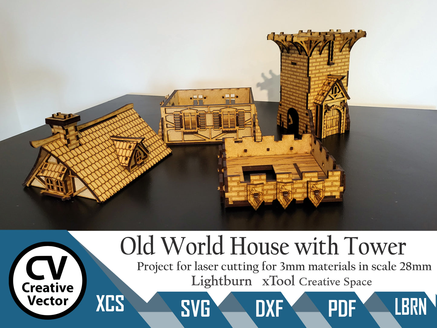 Old World House with Tower in scale 28 mm