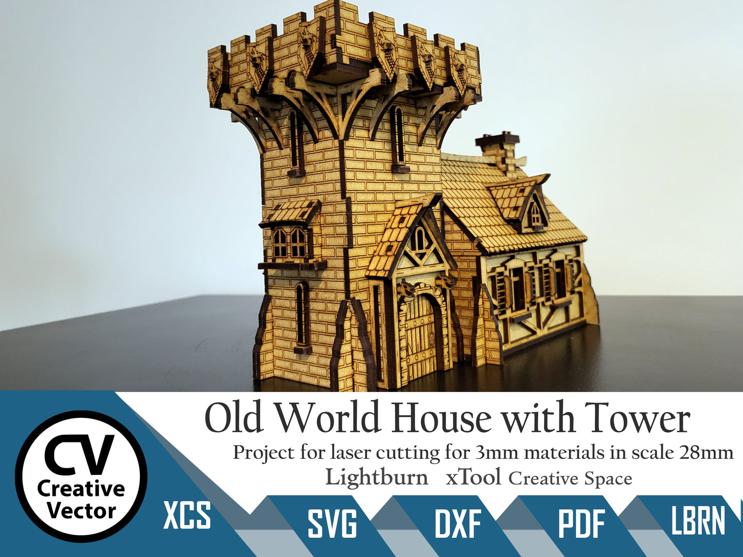 Old World House with Tower in scale 28 mm