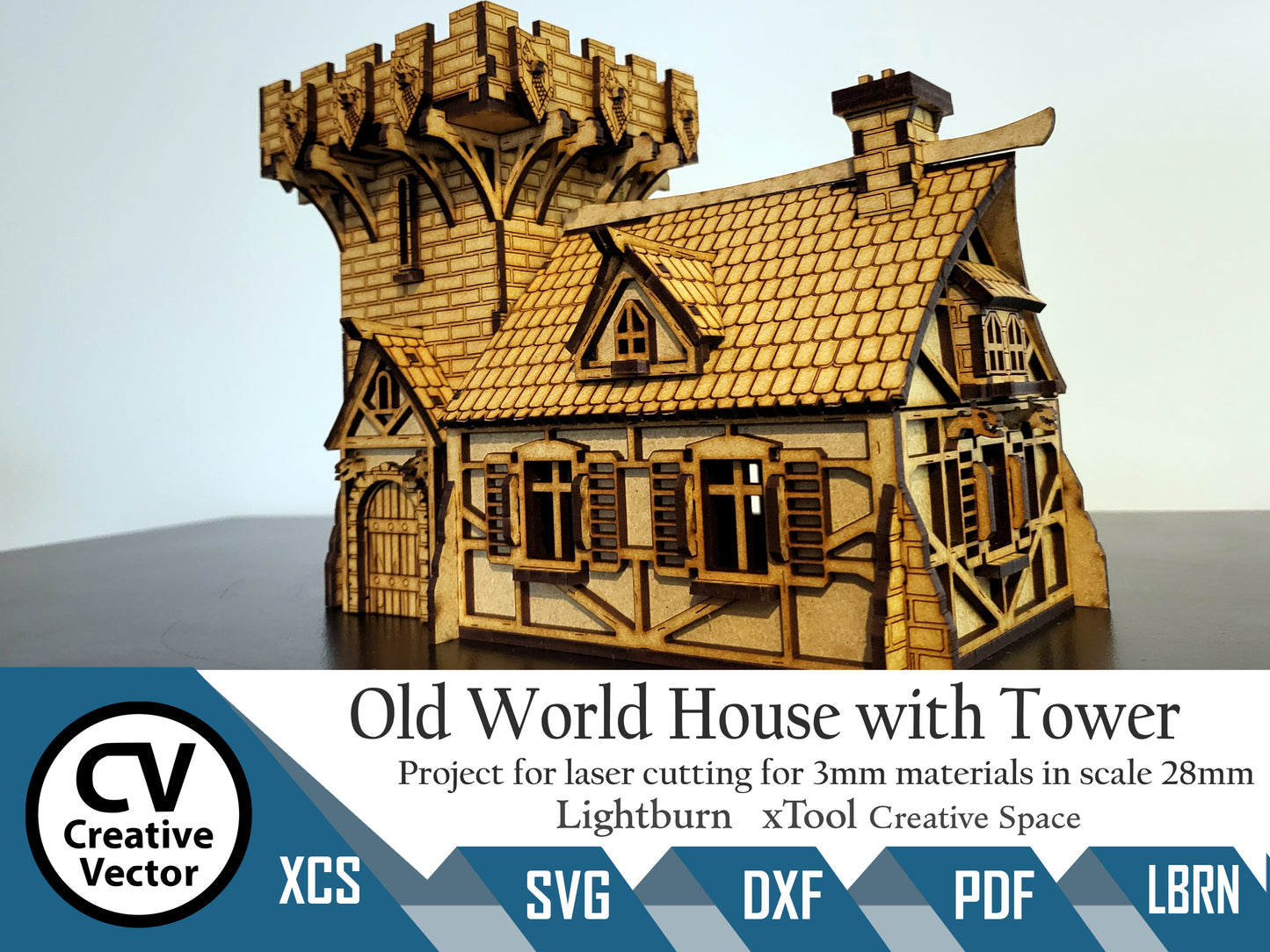 Old World House with Tower in scale 28 mm