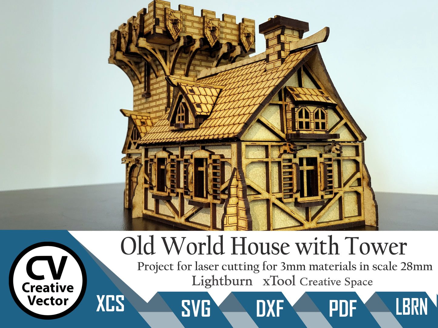 Old World House with Tower in scale 28 mm