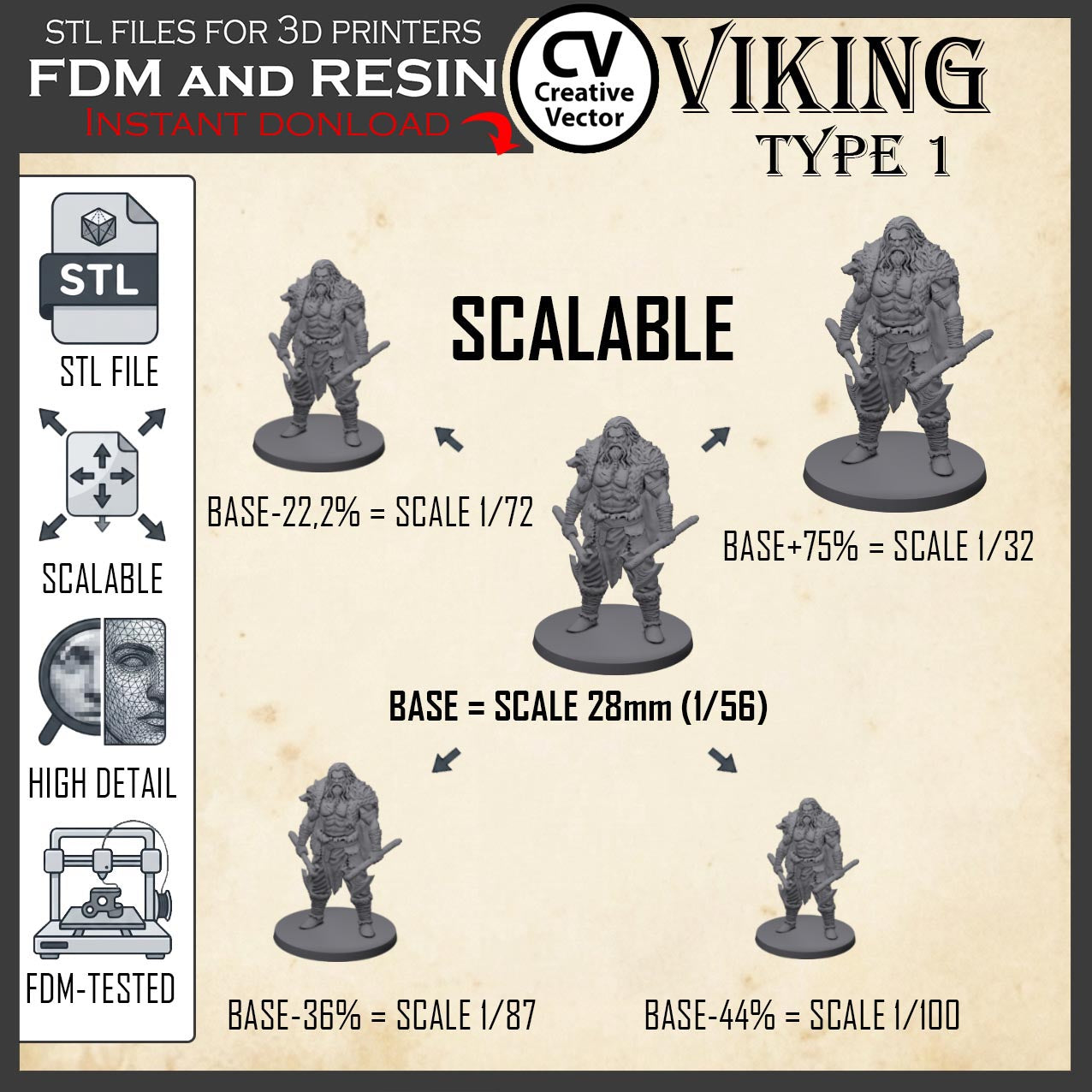 VIKING Type 1 STL File for 3D Print Miniature