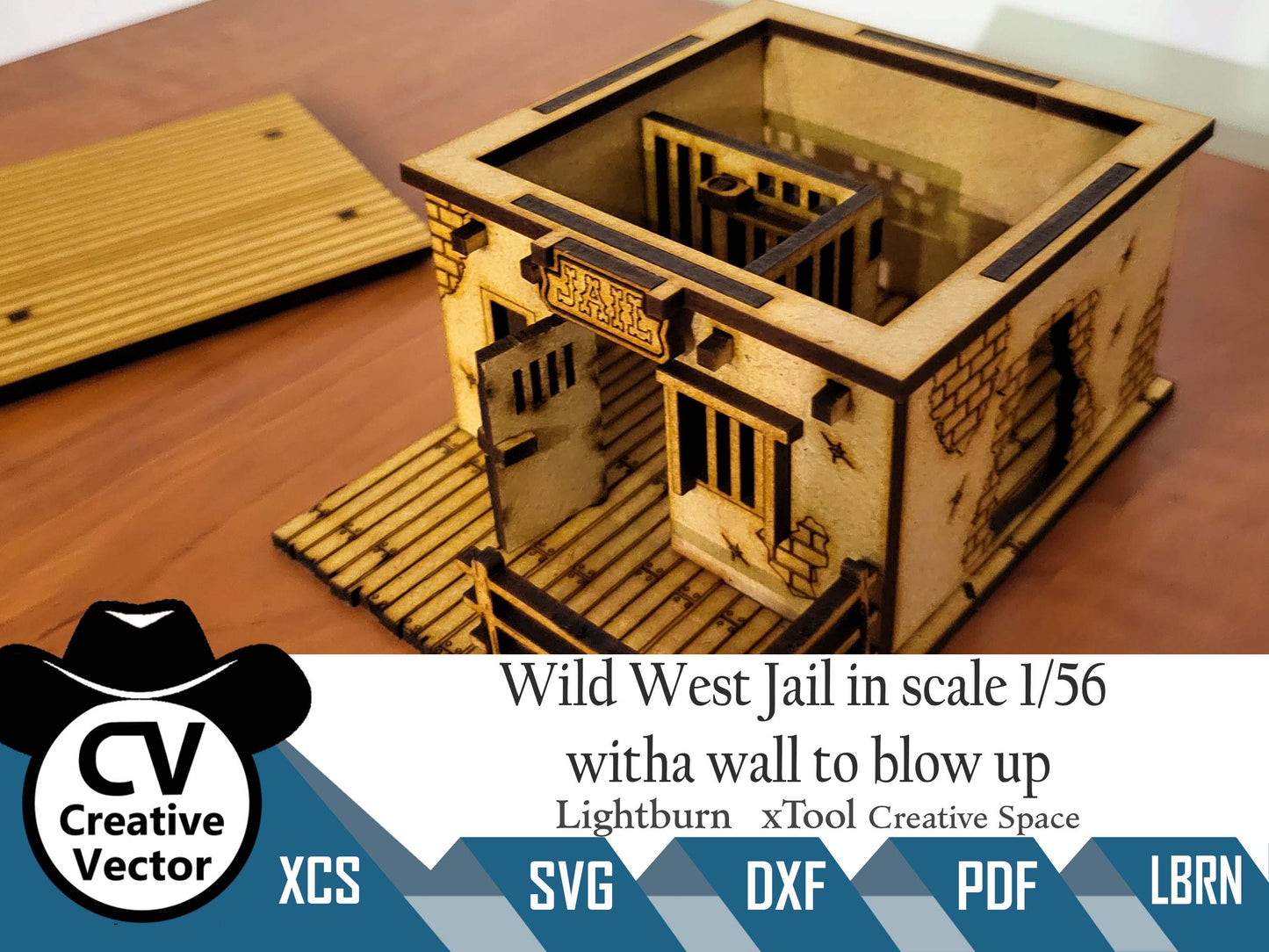 Wild West Jail with a wall to blow up in scale 1/56 mm for Wargamers