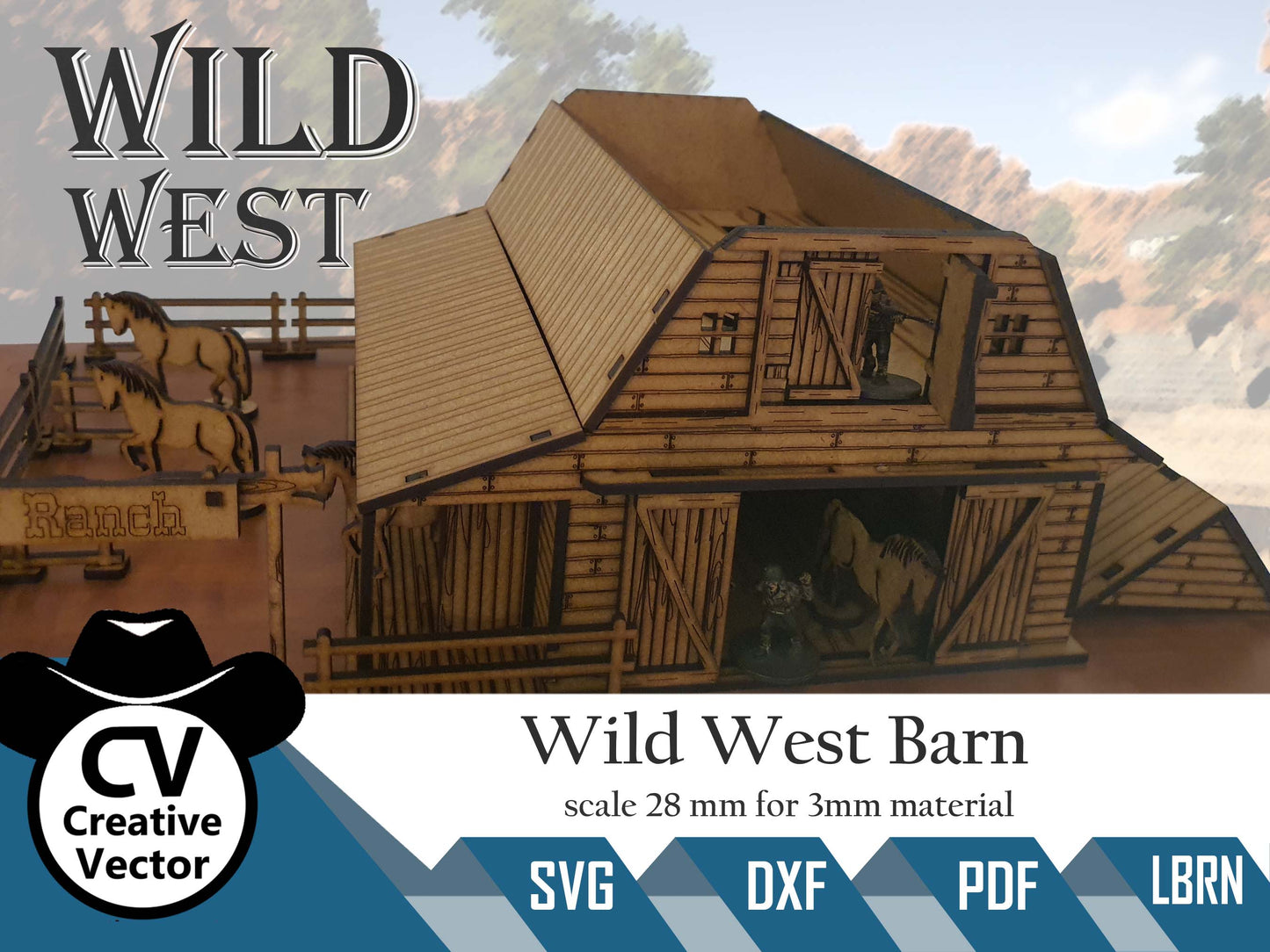 Wild West Barn in scale 28mm (1:56) for Wargamers