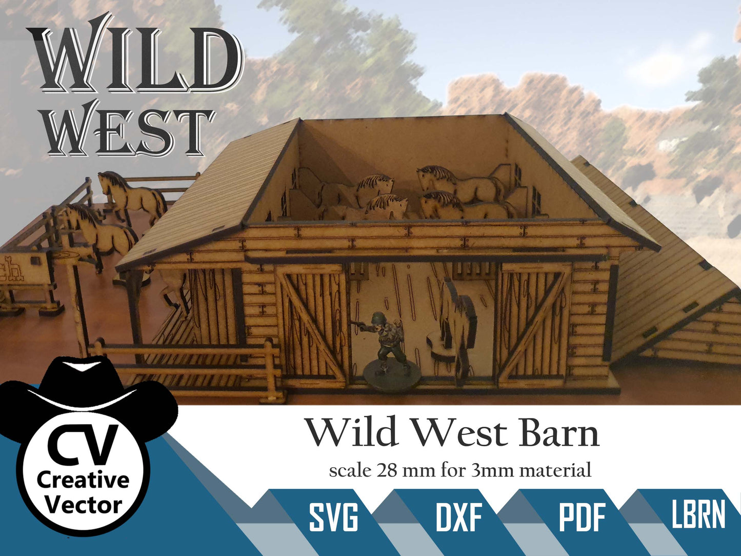 Wild West Barn in scale 28mm (1:56) for Wargamers
