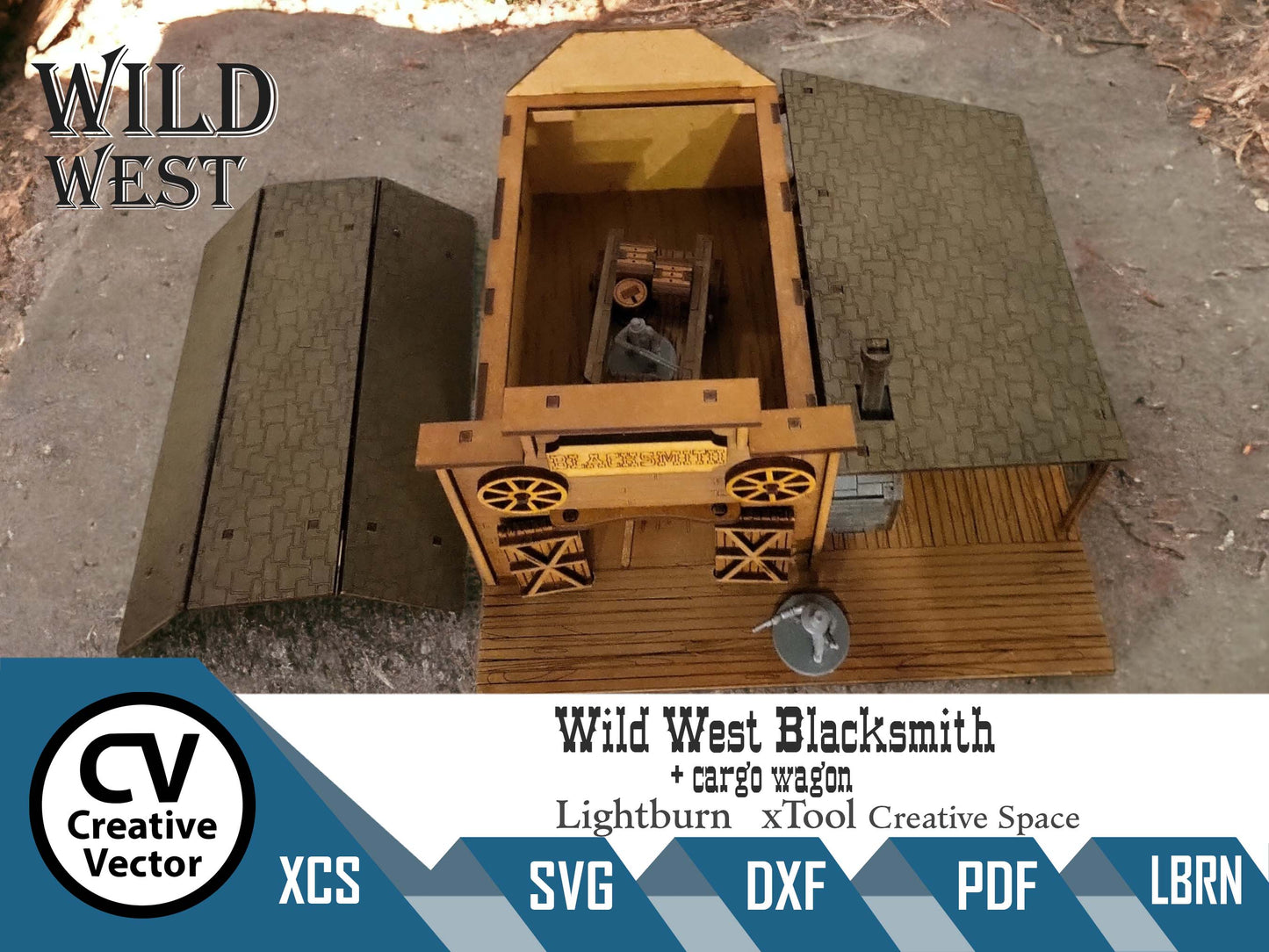 Wild West Blacksmith with cargo wagon in scale 28mm for Wargamers