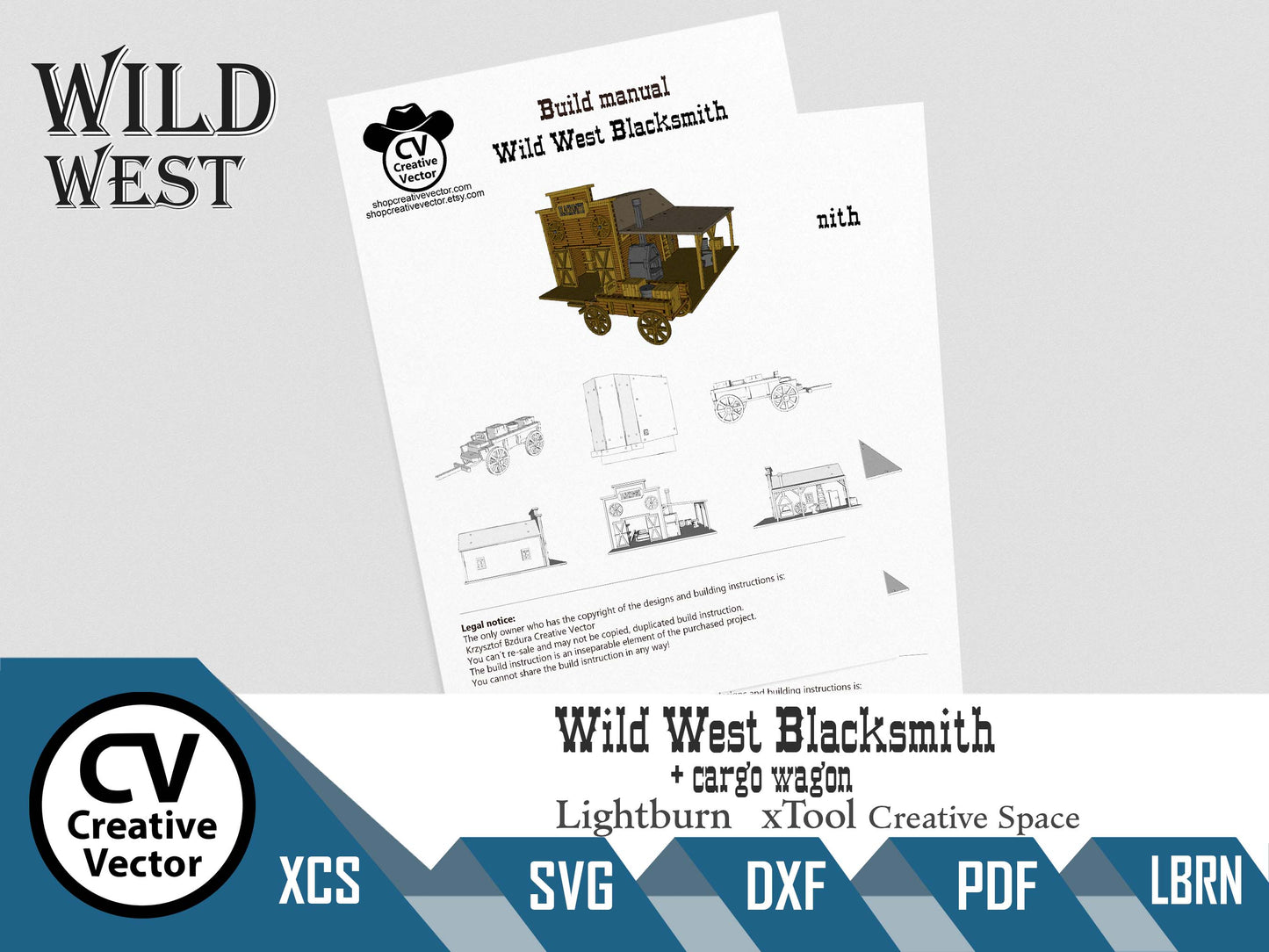Wild West Blacksmith with cargo wagon in scale 28mm for Wargamers