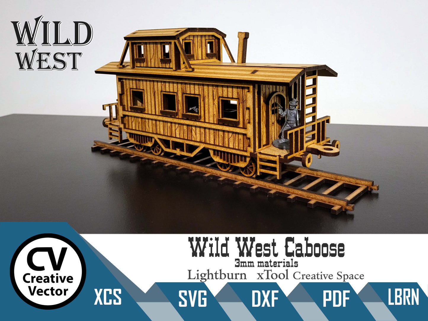 Wild West Caboose wagon + rails in scale 28mm for Wargamers