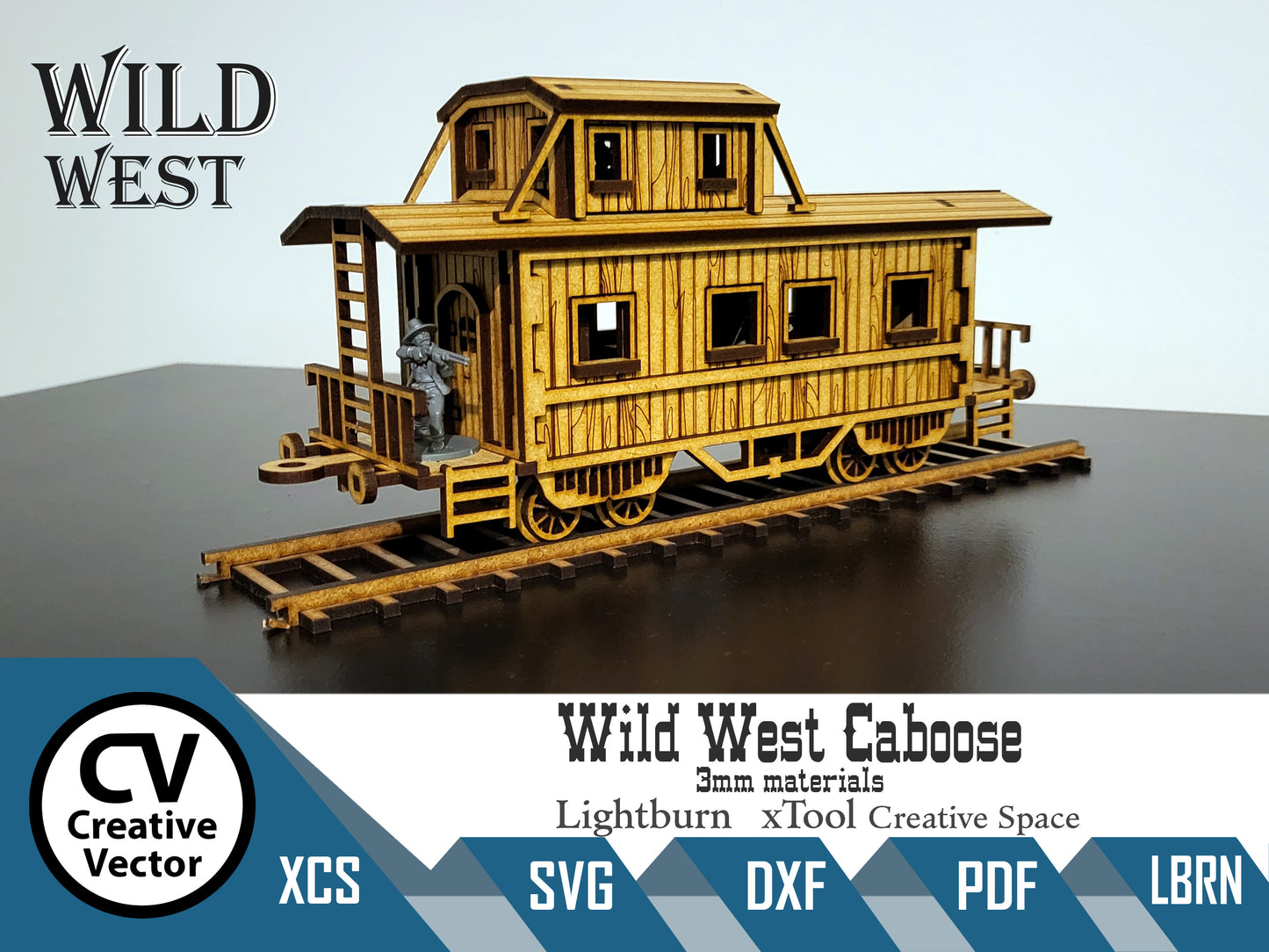 Wild West Caboose wagon + rails in scale 28mm for Wargamers