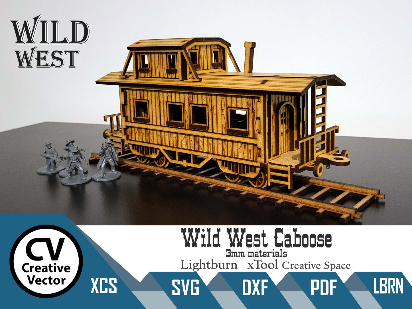 Wild West Caboose wagon + rails in scale 28mm for Wargamers