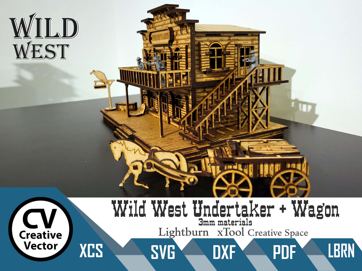 Wild West Undertaker + Wagon in scale 28mm (1:56) for Wargamers