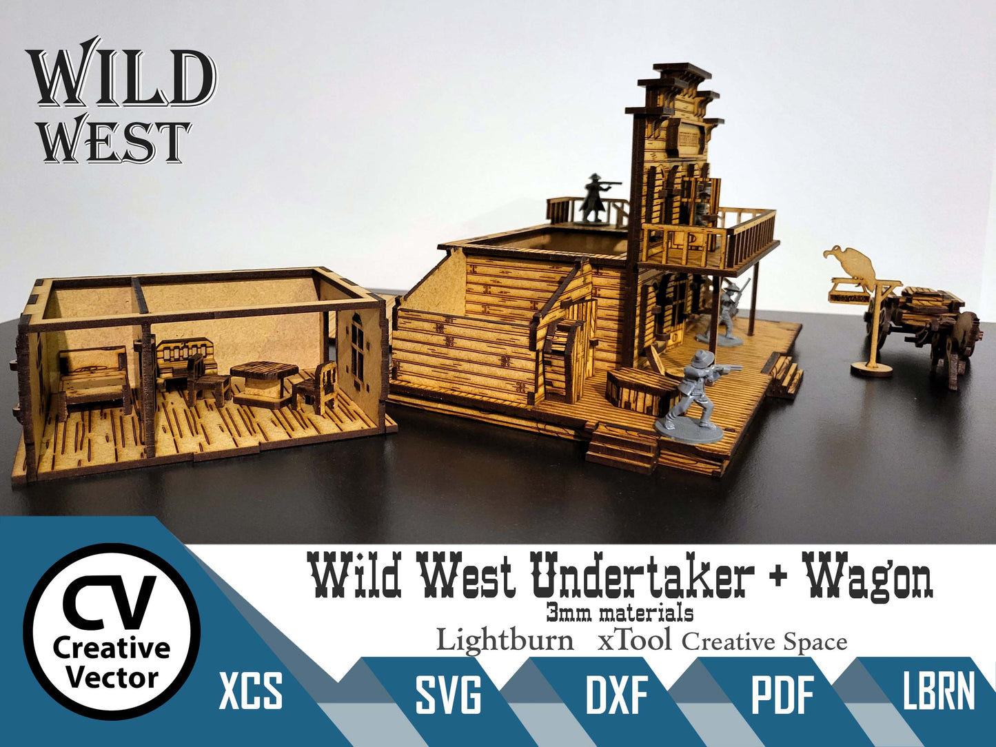 Wild West Undertaker + Wagon in scale 28mm (1:56) for Wargamers