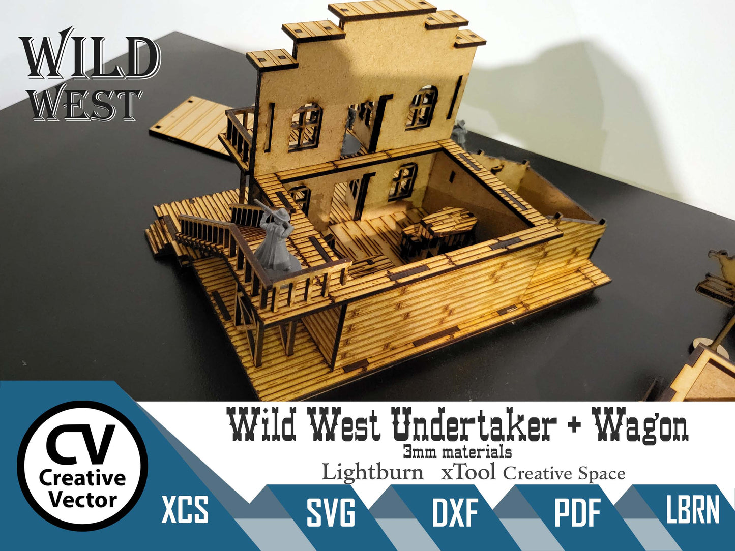 Wild West Undertaker + Wagon in scale 28mm (1:56) for Wargamers