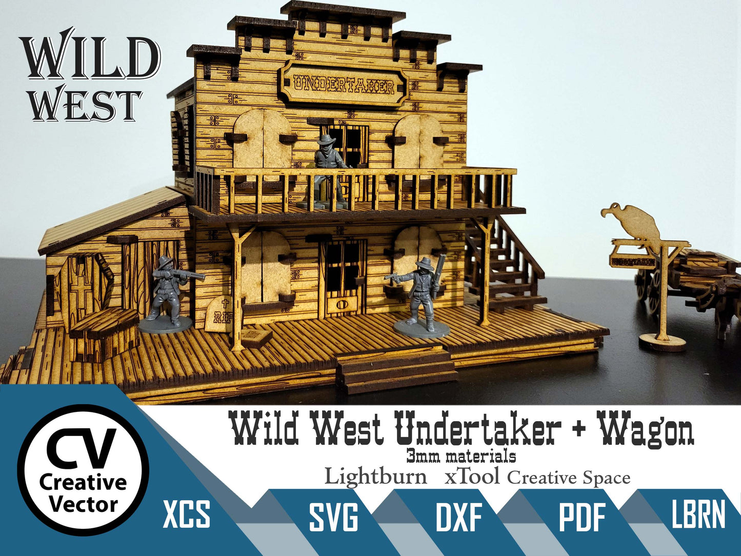 Wild West Undertaker + Wagon in scale 28mm (1:56) for Wargamers