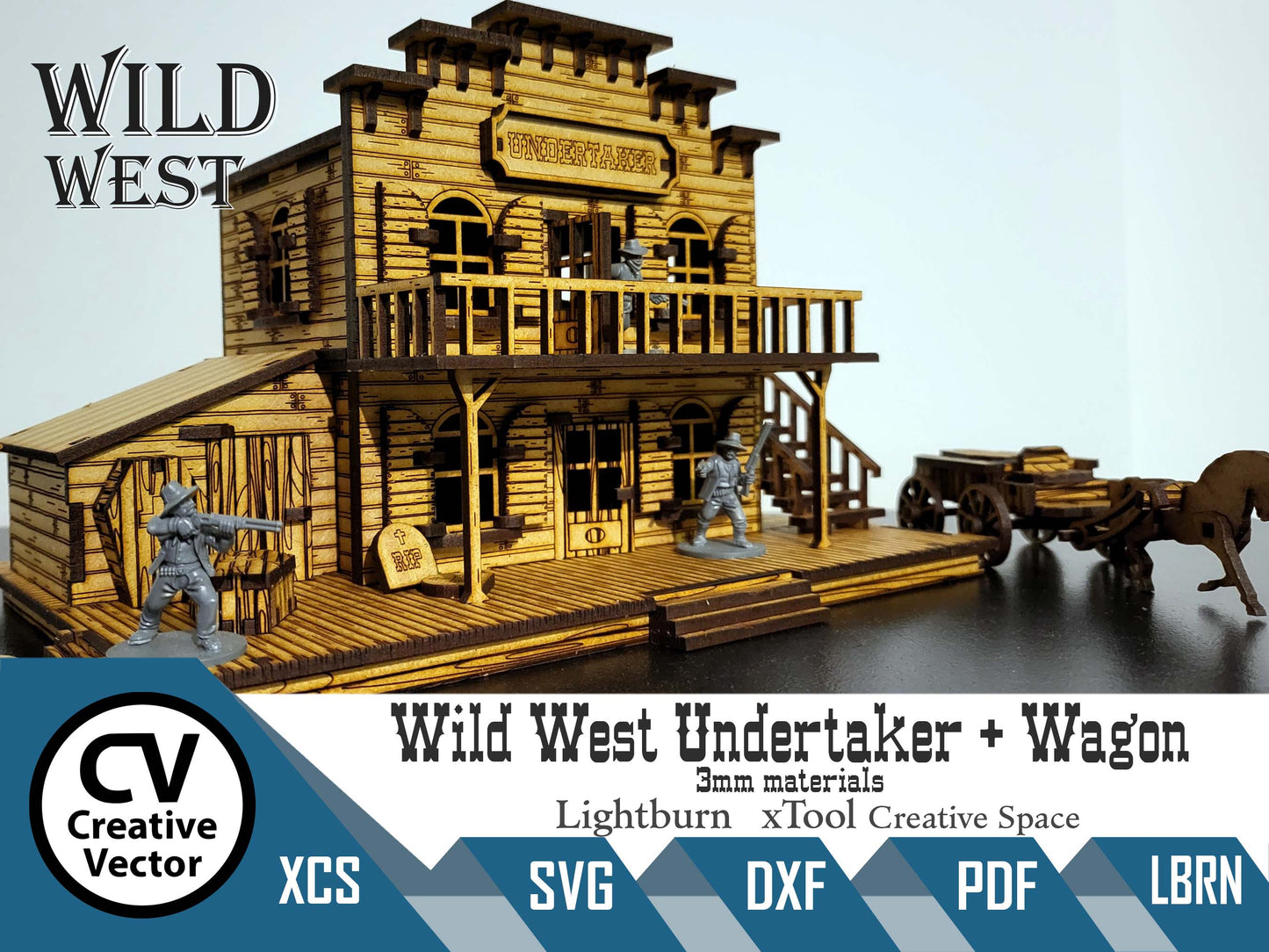 Wild West Undertaker + Wagon in scale 28mm (1:56) for Wargamers