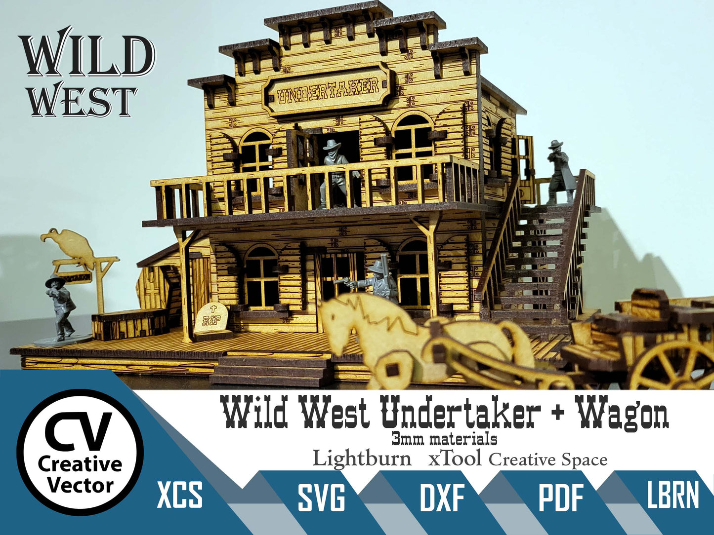 Wild West Undertaker + Wagon in scale 28mm (1:56) for Wargamers