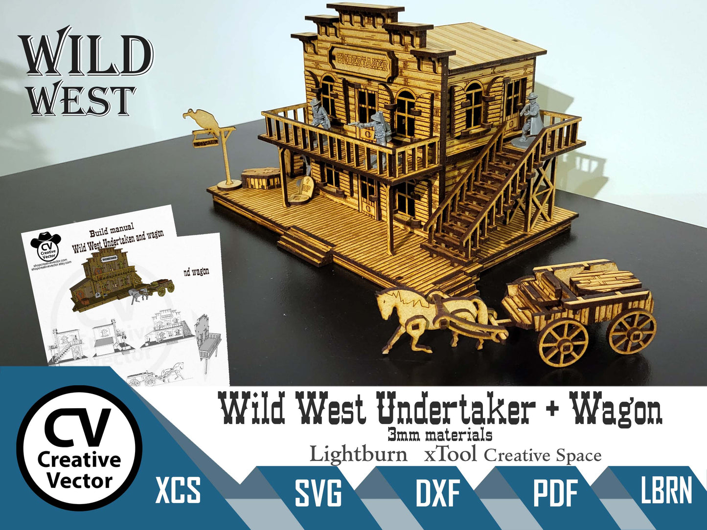 Wild West Undertaker + Wagon in scale 28mm (1:56) for Wargamers