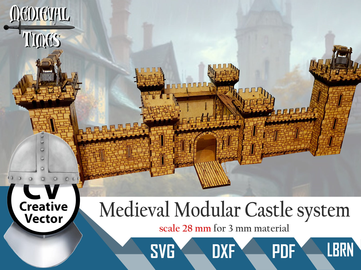 Medieval Castle system + Trebuchet in scale 28 mm