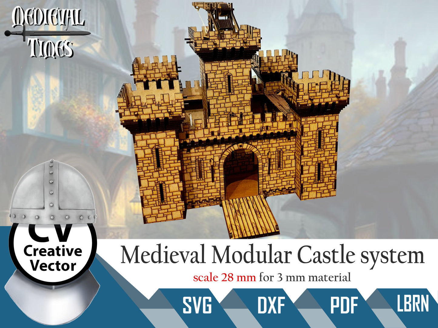 Medieval Castle system + Trebuchet in scale 28 mm