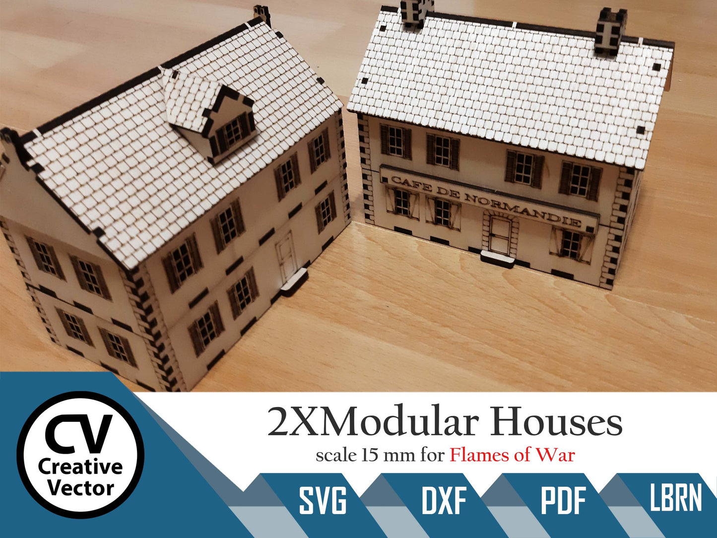 2 x Normandy Houses in scale 15mm (1:100 / 1:87 / H0) for game Flames of War